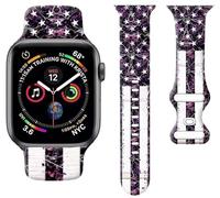Correa de reloj deportiva compatible con Apple Watch Band de 1.496 pulgadas, 1.575 pulgadas, 1.614 pulgadas, correa deportiva de silicona suave con estampado floral, correas de repuesto para iWatch