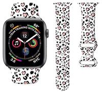 Correa de reloj deportiva compatible con Apple Watch Band de 1.496 pulgadas, 1.575 pulgadas, 1.614 pulgadas, correa deportiva de silicona suave con estampado floral, correas de repuesto para iWatch