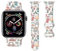 Correa de reloj deportiva compatible con Apple Watch Band de 1.496 pulgadas, 1.575 pulgadas, 1.614 pulgadas, correa deportiva de silicona suave con estampado floral, correas de repuesto para iWatch