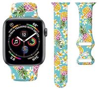 Correa de reloj deportiva compatible con correa de reloj de 42 mm, 44 mm, 45 mm, 49 mm, correa deportiva de silicona suave con estampado floral, correa deportiva de repuesto para iWatch Series Ultra 9