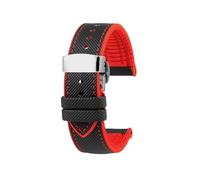 Correa de reloj deportiva de goma impermeable for hombre de 23mm Compatible con Casio PROTREK PRW-30 50 60 70(A-Black Red steel)