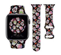 Correa de reloj deportiva de silicona con dise o de calavera de az car y esqueleto para Halloween, compatible con Apple Watch para mujeres y homb