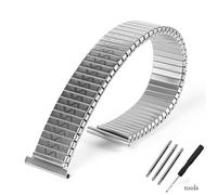 Correa de reloj elástica de metal, correa de extensión elástica de 16 mm, 18 mm y 20 mm, correa de reloj retráctil de acero inoxidable, accesorios de pulsera for hombres y mujeres(Silver,16mm)
