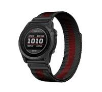 Correa de reloj milanesa de ajuste rápido de 22 y 26 mm compatible con for Garmin Fenix8 7 7XPro Fenix 6 Fenix 5 EPIX 2, pulsera de metal(Black Red,Quick fit 22mm)