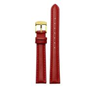 Correa de reloj moda liberación rápida compatible con Casio Citizen Fossil DW 12 mm 14 16 18 cuero vacuno suave azul rosa rojo for mujer(Red Golden,14mm)