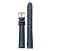 Correa de reloj moda liberación rápida compatible con Casio Citizen Fossil DW 12 mm 14 16 18 cuero vacuno suave azul rosa rojo for mujer(Dark blue rose gold,12mm)