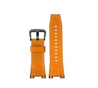Correa de reloj nailon cuero genuino for hombre compatible con Casio GST-S130/S110/S120/W130l/B100/W300(P01-Yellow bai-BK-K5)