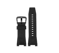 Correa de reloj nailon cuero genuino for hombre compatible con Casio GST-S130/S110/S120/W130l/B100/W300(N04-Black-BK-K5)