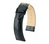 Correa De Reloj Negra Hirsch Crocograin De 20 Mm, Longitud M