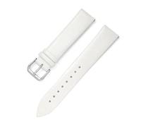 Correa de reloj, repuesto plano ultrafino, pulsera de reloj de cuero genuino, Blanco, 17mm