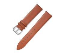 Correa de reloj, repuesto plano ultrafino, pulsera de reloj de cuero genuino, Marrón claro, 17mm