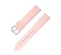 Correa de reloj, repuesto plano ultrafino, pulsera de reloj de cuero genuino, Rosa, 17mm