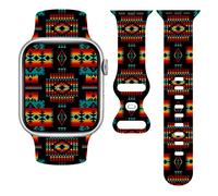 Correa de reloj roja nativa americana compatible con Apple Watch, 42 mm, 44 mm, 45 mm, 49 mm, correa de silicona suave, accesorios de repuesto ajustables para Series 8/7/6/SE, ideas de regalos unisex