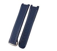 Correa de reloj silicona 20 mm compatible con Omega Seamaster 300 AT150 Aqua Terra Ultra Light 8900 hebilla acero(Blue-White Line,20mm Silver Buckle)