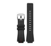 Correa de reloj silicona convexa 24 x 16 mm IQ T2N721 T2N720 TW2T76500 compatible con Casio ECB-10HR-1APR, deportiva, resistente al agua y(Black red silver)
