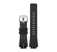 Correa de reloj silicona convexa 24 x 16 mm IQ T2N721 T2N720 TW2T76500 compatible con Casio ECB-10HR-1APR, deportiva, resistente al agua y(Blackwhite silver)