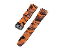 Correa de reloj silicona suave 18 mm compatible con Casio W-218H AE1200/1000W/1300 W-800H 216H 735H, correa deportiva resistente al sudor(Camouflage Orange,18MM_SILVER BUCKLE)