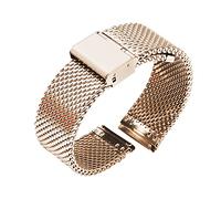 Correa de reloj universal de 18 mm, 20 mm, 22 mm y 24 mm, correa de reloj de liberación rápida, correa de malla de acero inoxidable, pulsera negra(Rose red gold,20mm)