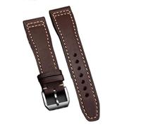 Correa de reloj vintage de cuero marrón y negro for hombre, de 20 a 22 mm, hecha a mano, compatible con Pilot Mark 15 y 16.(Brown,20mm)