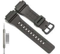 Correa de repuesto compatible con Casio W-735H AEQ110BW AEQ110W AQS-800W AQ-S810W Correa de reloj para hombre, correa de resina negra con hebilla de metal, talla única, Resina, No es una piedra