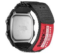 Correa de repuesto de 18 mm para Casio G-Shock DW-H5600 AE-1000W/1100W/1200/1300/1500WH,W-800H, MRW-200H, F-108WH F-91W, A158WA G-Hook & Badge Decoration Design Nylon Casio Watch Bracelet, negro
