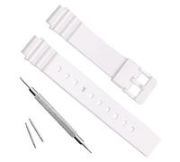 Correa de repuesto de resina natural impermeable para reloj Casio LRW200H para mujer, Blanco, 18 millimeters, Sencillo
