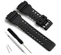 Correa de repuesto de resina natural para reloj Casio G-Shock GD120/GA-100/GA-110/GA-100C, Negro + hebilla negra., Moderno