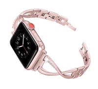 Correa de repuesto para Apple Watch 38 mm 42 mm para mujer, acero inoxidable metálico para Apple Watch Nike+, serie 3, serie 2, serie 1, deporte, edición, 4 colores disponibles, 42 mm, Rose gold