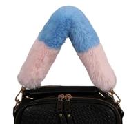Correa de repuesto para bolso de mano de 54 cm, diseño de bloques de color, cubierta de felpa suave, cubierta de piel sintética, accesorios de bolso de mano de felpa suave para mujer, Polvo azul cielo