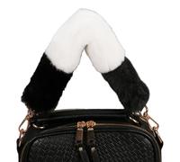 Correa de repuesto para bolso de mano de 54 cm, diseño de bloques de color, cubierta de felpa suave, cubierta de piel sintética, accesorios de bolso de mano de felpa suave para mujer, Spli blanco y