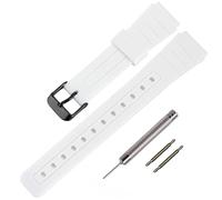 Correa de repuesto TPU para Casio F-91W/F-84/F-94/F-105/F-108/A-158, correas para hombres y mujeres(White/Black Buckle)