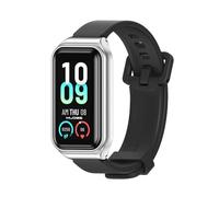 Correa de silicona compatible con Amazfit Band 7, pulsera suave for reloj, pulsera de repuesto Compatible con Amazfit 7 Band, correa de reloj resistente al agua (Color : Black Silver, Size : For Ama