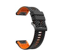 Correa de silicona con diseño de fibra de carbono de 22 mm y 26 mm compatible con for Garmin Fenix8 de 51 mm y 47 mm, 7X Solar 7pro 5X 6X TACTIX DELTA Enduro3(Black orange,22mm)