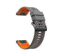 Correa de silicona con diseño de fibra de carbono de 22 mm y 26 mm compatible con for Garmin Fenix8 de 51 mm y 47 mm, 7X Solar 7pro 5X 6X TACTIX DELTA Enduro3(Grey orange,For Fenix8 47mm)