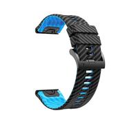 Correa de silicona con diseño de fibra de carbono de 22 mm y 26 mm compatible con for Garmin Fenix8 de 51 mm y 47 mm, 7X Solar 7pro 5X 6X TACTIX DELTA Enduro3(Black blue,For Fenix8 51mm)