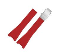 Correa de silicona con hebilla plegable compatible relojes Casio la serie GST GST-B100/1110/W300/S120/400G, correa reloj goma suave for hombre(Red-silver)