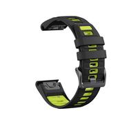 Correa de silicona de dos tonos compatible con for Garmin Fenix E 8 7X 7 6 6X/Epix Pro Gen 2/Tactix(Black green,22mm-Fenix 5 5lus)