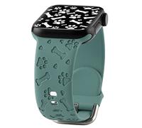 Correa de silicona grabada con patas de perro, compatible con Apple Watch de 1.654 pulgadas, 1.772 pulgadas, 1.772 pulgadas, 1.932 pulgadas, correa deportiva tallada con patrón de hueso en forma de