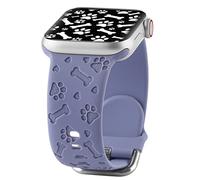 Correa de silicona grabada con patas de perro, compatible con Apple Watch de 1.654 pulgadas, 1.772 pulgadas, 1.772 pulgadas, 1.932 pulgadas, correa deportiva tallada con patrón de hueso en forma de