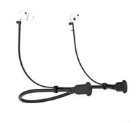 Correa de silicona para AirPods con una banda para el cuello de perfil bajo que sigue siendo discreta debajo de chaquetas, camisas y ropa exterior (negro)