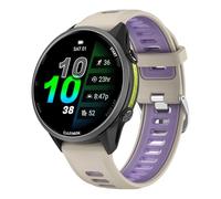 Correa de silicona para Garmin Forerunner 970 con hebilla plateada, color beige/lila