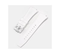 Correa de silicona para reloj Tissot PRX Series White Hebilla plateada