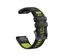 Correa de silicona QuickFit de dos tonos compatible con for Garmin Fenix E 8 47 mm 51 mm 7 7X 6 6X/Epix Pro/Enduro 3(Black green,QuickFit 22mm)
