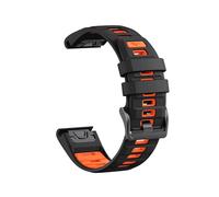 Correa de silicona QuickFit de dos tonos compatible con for Garmin Fenix E 8 47 mm 51 mm 7 7X 6 6X/Epix Pro/Enduro 3(Black Orange,QuickFit 22mm)