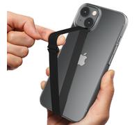 Correa de silicona Sinjimoru con clip en forma de C para sujetar el tel fono. Ideal para fundas de iPhone y Samsung. Clip Sinji Loop, color negro
