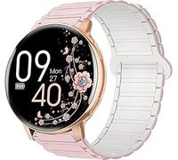 Correa de silicona suave con cierre magnético 20mm - Compatible con reloj inteligente mujer AIMIUVEI/NAIXUES/HASAKEI/SLOKS/tuercas S53 1.39" - Banda deportiva unisex para hombre y mujer (Rosa)