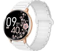 Correa de silicona suave con cierre magnético 20mm - Compatible con reloj inteligente mujer AIMIUVEI/NAIXUES/HASAKEI/SLOKS/tuercas S53 1.39" - Banda deportiva unisex para hombre y mujer (Blanco)