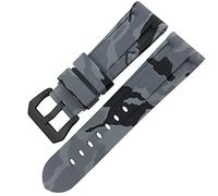 Correa de silicona suave para reloj de buceo, Correa de reloj de goma con cierre de mariposa de 24 mm y 26 mm for Luminor, sumergible, de silicona colorida, deportiva, camuflaje, gris y negro, 1/26 mm