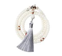 Correa Decorativa para Teléfono Cuentas Bodhi en Tonos Claros y Borla | Cordón para Móvil, Estilo Bonito y Generoso, para Amigos y Amigas, Color Blanco