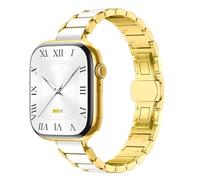 Correa delgada compatible con correas de Apple Watch de 40 mm, 42 mm, 44 mm, 38 mm, 41 mm, 45 mm, 46 mm, para mujer, correa de metal de porcelana de cerámica fina para iWatch Series 11, 10, 9, 8, 7, 6
